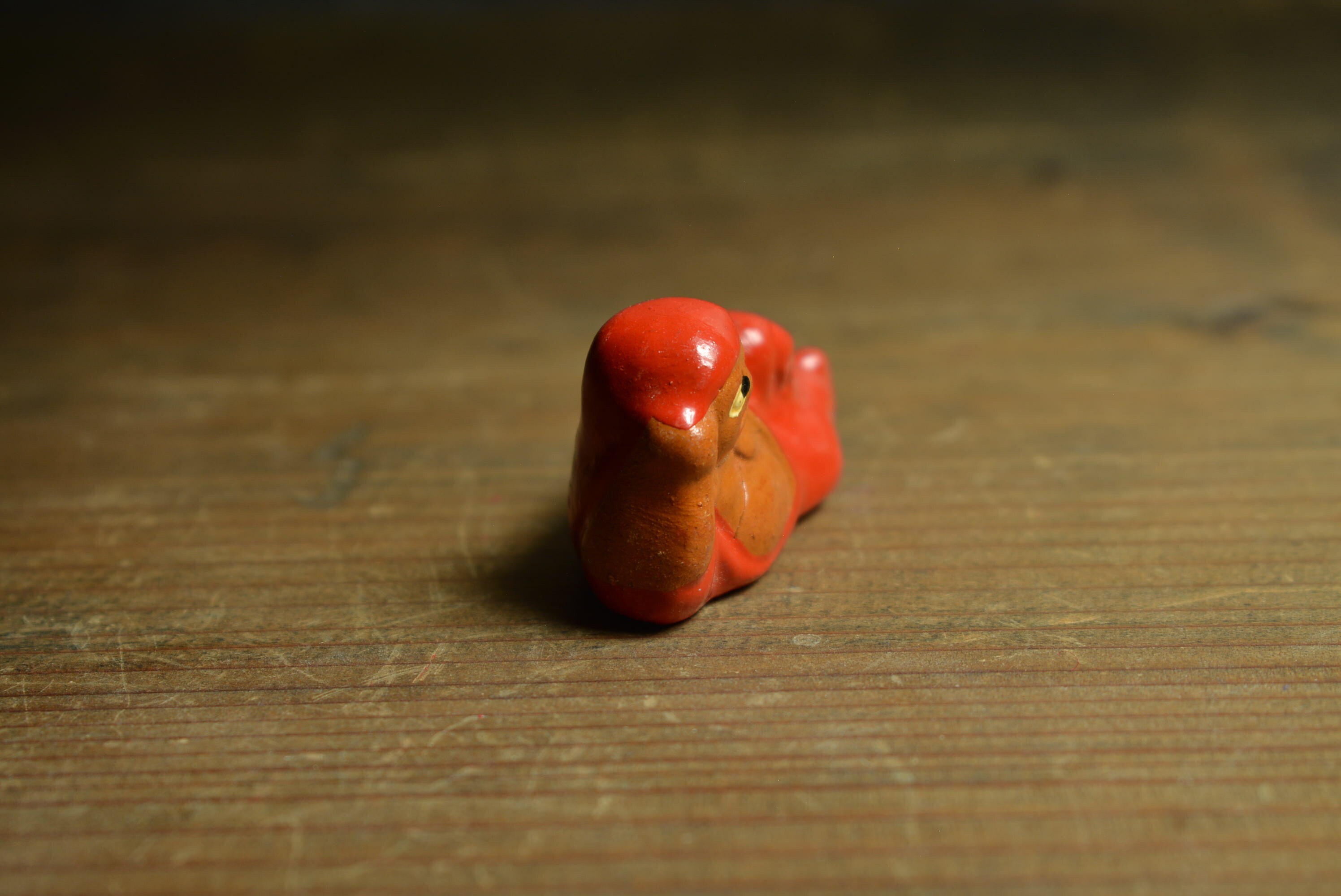 Japanese Pottery Doll Vintage Ornament RED DARUMA Antique Small