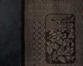 Vintage Japanese Oshima Tsumugi Silk Kimono Fabric / Brown Geometric Floral Kasuri Textile 64.6"