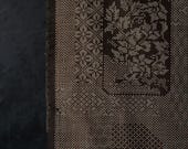 Vintage Japanese Oshima Tsumugi Silk Kimono Fabric / Brown Geometric Floral Kasuri Textile 39.4"