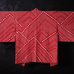 HAORI Japanese Vintage Kimono Silk Antique Jacket Robe Dress SHIBORI Dyed Textile/EIL29/420