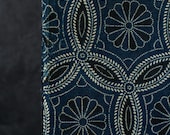Antique Japanese Indigo Katazome Cotton Textile / Double-Sided Multicolor Shippo Chrysanthemum Fabric / Taisho Era 64.6"