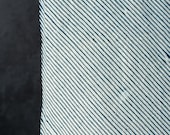 Antique Japanese Indigo Cotton Fabric / Itajime-Style Diagonal Stripe Textile / Meiji to Taisho Era 55.1"