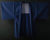 HAORI MEN'S Japanese Vintage Kimono Wool Antique Jacket Robe Dress Woven Textile/EIQ79/800