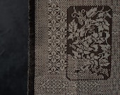Vintage Japanese Oshima Tsumugi Silk Kimono Fabric / Brown Geometric Floral Kasuri Textile 64.6"