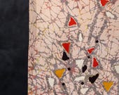 Antique Japanese Rinzu Silk Fabric Scrap / Taisho Era Abstract Art Deco Textile / Wabi-Sabi 62.2"