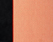 Vintage Japanese Edo Komon Silk Textile / Coral Red & Ivory Tiny Floral Lattice Pattern Kimono Fabric Scrap 65.4"