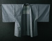 HAORI MEN'S Japanese Vintage Kimono Wool Antique Jacket Robe Dress Woven Textile/EIQ89/500