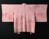 HAORI Japanese Vintage Kimono Silk Antique Jacket Robe Dress SHIBORI Dyed Textile/EIP61/600