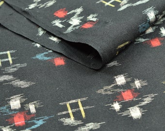 Vintage Japanese Kimono Fabric Wool Antique Boro Patch Kusakizome Woven Textile 38.2"/EFX21/75