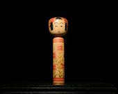 Japanese Wooden Doll Vintage Ornament KOKESHI Antique Sculpture Figurine 1945-/H 12.2"/EIH52/560