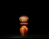 Japanese Wooden Doll Vintage Ornament KOKESHI Antique Sculpture Figurine 1945-/H 7.3"/EIH16/515