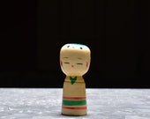 Japanese Pottery Doll Vintage Ornament KOKESHI Antique Small Figurine 1945-/H 2.4"/EHQ08/20