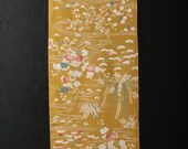 Japanese Fabric Silk Textile Vintage Kimono Antique Boro Patch Kusakizome Dyed 39.8"/EIR30/65