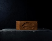 Vintage Japanese Twin Bean Pod Kashigata Wooden Sweets Mold / Hand-Carved Wagashi Mold / Showa Era / Wabi-Sabi Decor 4.1"