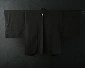 HAORI Japanese Vintage Kimono Silk Antique Jacket Robe Dress Black Dyed Textile/EIR06/630