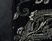 Antique Japanese Indigo Katazome Cotton Textile / Phoenix Arabesque Stencil Dyed Fabric / Taisho Era Folk Cloth 73.2"