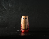 Japanese Wooden Doll Vintage Ornament DARUMA Antique Sculpture Figurine 1945-/H 4.7"/EIQ19/140