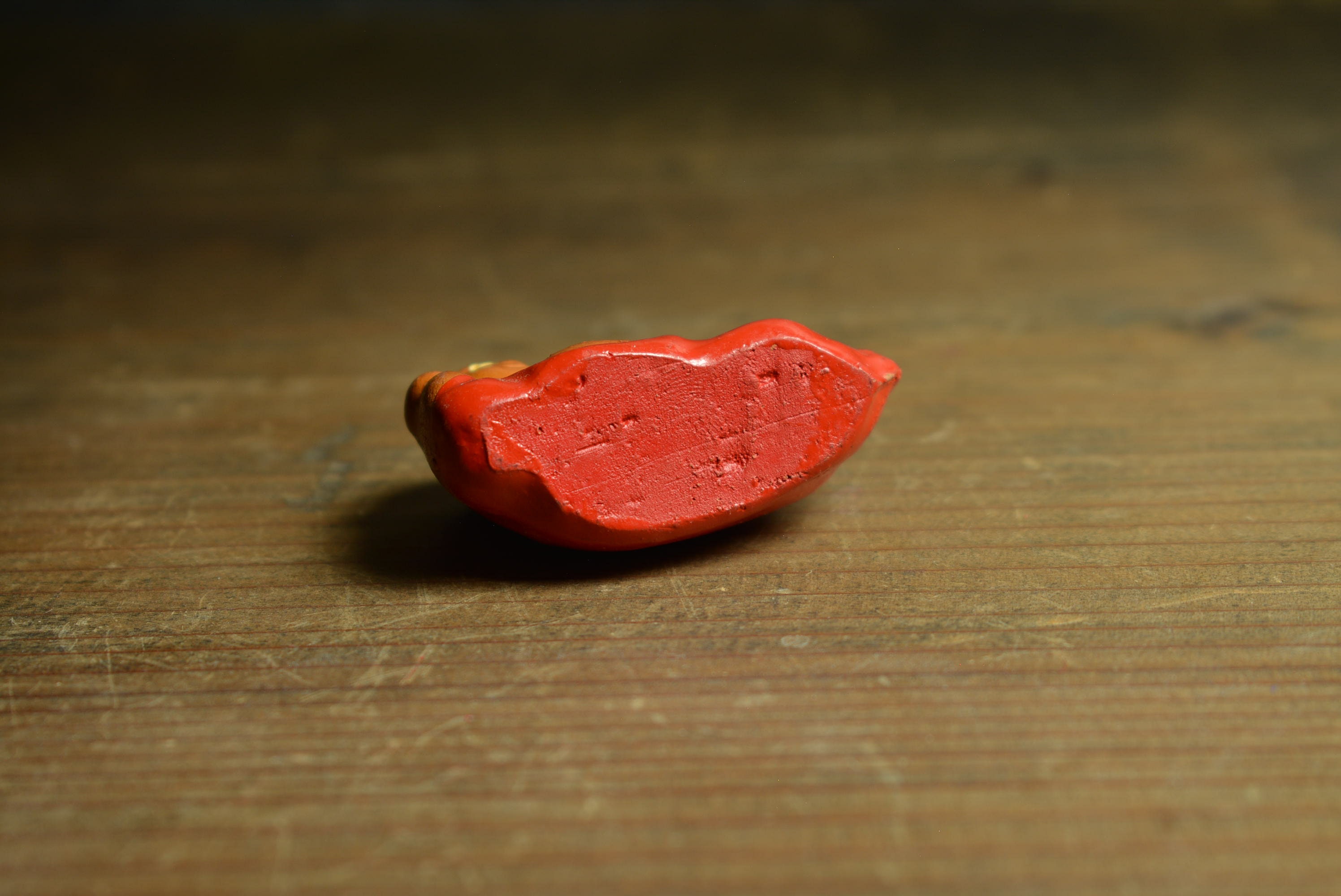 Japanese Pottery Doll Vintage Ornament RED DARUMA Antique Small