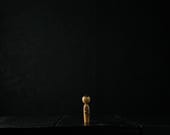 Vintage Japanese Kokeshi Doll / Small Hand Painted Wooden Folk Art / One of a Kind Piece 3"/EIW06/15