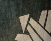 Antique Japanese Katazome Cotton Textile / Indigo Green & Crane Motif / Taisho Era Fabric 49.6"