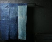 Japanese Fabric Cotton Textile Vintage Kimono Antique BORO RANRU Patch Indigo Blue SASHIKO 49.6"/EIJ41/440