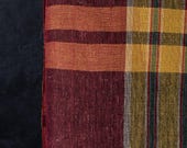 Vintage Japanese Cotton Plaid Fabric Scrap / Rustic Checked Textile / Wabi-Sabi 74.8"