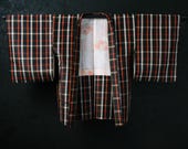 HAORI Japanese Vintage Kimono Silk Antique Jacket Robe Dress OSHIMA Woven Textile/EIN21/360
