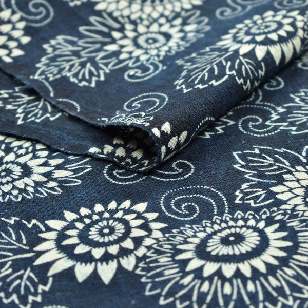 Japanischer Textil Vintage Kimono Stoff Baumwolle Antik Boro Patch Indigoblau KATAZOME gefärbtes Textil 31,5"/EHL28/55