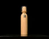 Japanese Wooden Doll Vintage Ornament KOKESHI Antique Sculpture Figurine 1945-/H 7.3"/EIF85/105