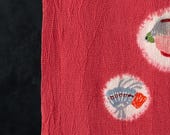 Vintage Japanese Silk Chirimen Kimono Fabric Scrap Remnant / Traditional Textile / Wabi-Sabi 46.5"