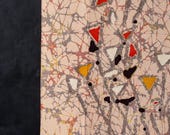 Antique Japanese Rinzu Silk Fabric Scrap / Taisho Era Abstract Art Deco Textile / Wabi-Sabi 62.2"