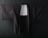 HAORI MEN'S Japanese Vintage Kimono Wool Antique Jacket Robe Dress Woven Textile/EIQ85/550