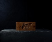 Antique Japanese Kashigata Wooden Mold / Hand-Carved Bamboo & Sasa Leaves / Wagashi Cake Mold / Folk Art 3.9"