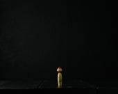Vintage Japanese Kokeshi Doll / Small Hand Painted Wooden Folk Art / One of a Kind Piece 3"/EIW12/15