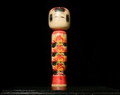 Japanese Wooden Doll Vintage Ornament KOKESHI Antique Sculpture Figurine 1945-/H 14.2"/EIF69/1080