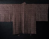 Vintage Japanese Silk Shibori Haori Jacket / Kanoko Tie-Dye Interlocking Geometric Pattern Kimono Coat / Showa Era