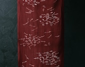 Japanese Fabric Silk Textile Vintage Kimono Antique Boro Patch Kusakizome CHIRIMEN Dyed 37.4"/EIK31/30