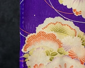 Antique Japanese Silk Rinzu Textile / Floral Medallion, Folding Fan & Screen Pattern Fabric / Taisho Era 44.9"