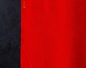 Vintage Japanese Rinzu Chirimen Silk Fabric / Bright Red Kimono Textile Scrap / Traditional Monzen Pattern 55.9"