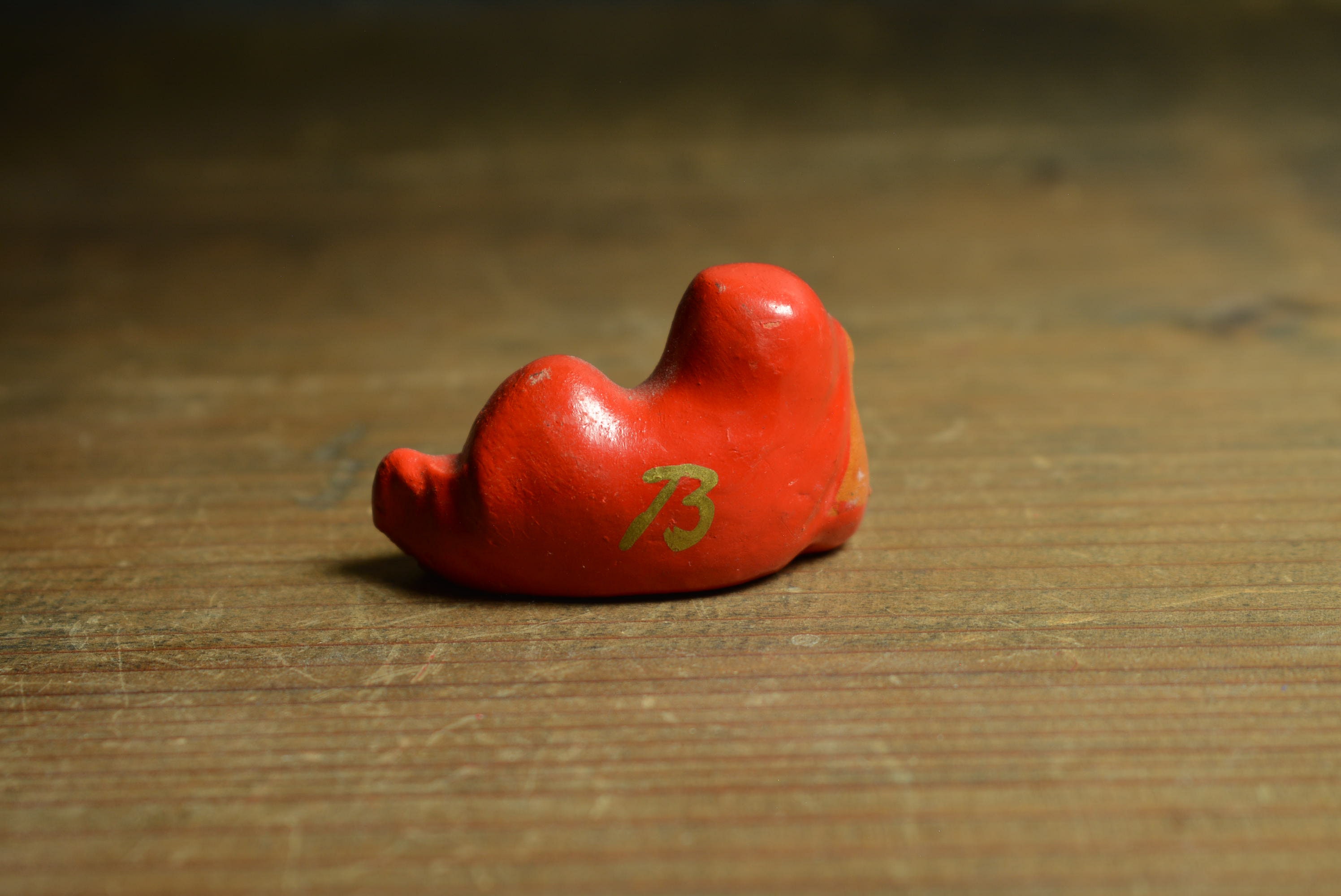 Japanese Pottery Doll Vintage Ornament RED DARUMA Antique Small