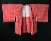 HAORI Japanese Vintage Kimono Silk Antique Jacket Robe Dress OSHIMA Woven Textile/EIN19/520