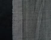 Vintage Japanese Cotton Stripe Textile / Indigo Blue, White & Mustard Fine Woven Kimono Fabric Scrap / Showa Era 55.9"