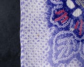 Vintage Japanese Shibori Fabric / Floral Kimono Textile / Purple Indigo Tie-Dye Cloth / Wabi-Sabi Panel 63.4"