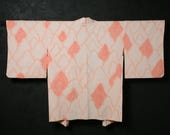 HAORI Japanese Vintage Kimono Silk Antique Jacket Robe Dress SHIBORI Dyed Textile/EIF12/555