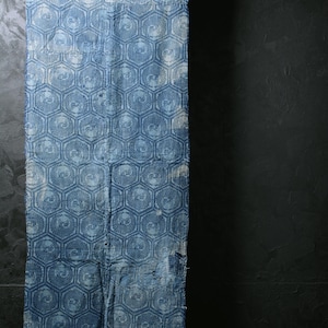 Japanese Fabric Cotton Textile Vintage Kimono Antique BORO RANRU Patch Indigo Blue KATAZOME 63&quot;/EIJ38/300
