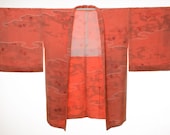 HAORI Japanese Vintage Kimono Silk Antique Jacket Robe Dress Kusakizome SHIBORI/EB854/560
