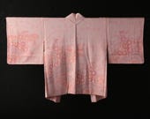 HAORI Japanese Vintage Kimono Silk Antique Jacket Robe Dress SHIBORI Dyed Textile/EIP83/480