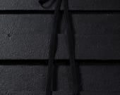 Japanese Fabric Silk Vintage Kimono OBIJIME Belt Antique Boro Black KUMIHIMO Woven Textile 59.1"/EIG73/50