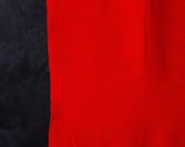 Vintage Japanese Rinzu Chirimen Silk Fabric / Bright Red Kimono Textile Scrap / Traditional Monzen Pattern 55.9"