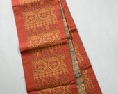 Japanese Textile Vintage Kimono Fabric Silk FUKURO OBI Mahogany Woven Textile 170.1"/EFX43/750